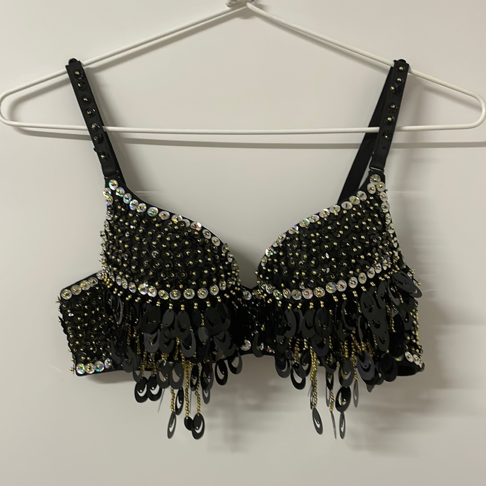 Gold Sequin Sparkly Black Bra - Picture 1 of 5